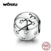 WOSTU 12 Constellation Aries Beads 925 Sterling Silver CZ Charm Fit Original DIY Bracelet Beads