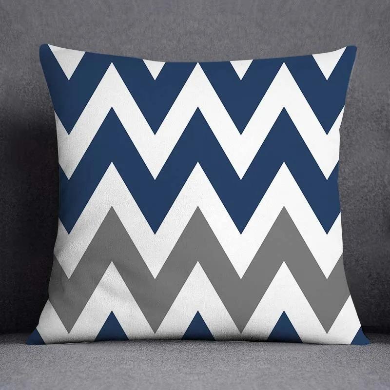 Blue Striped Plaid Pillowcase Office Living Room Home Pillowcase Car Ornaments