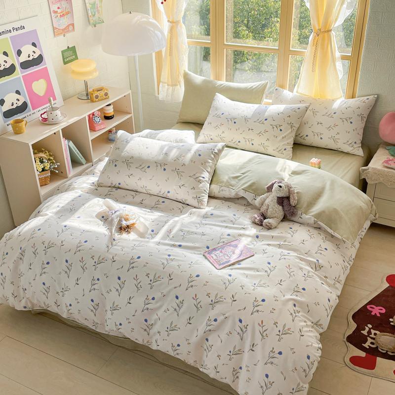 Элегантный синий цветочный узор пододеяльник комплект 100% хлопок мягкий приятный для кожи комплект постельного белья размера Queen одеяло чехол наволочки