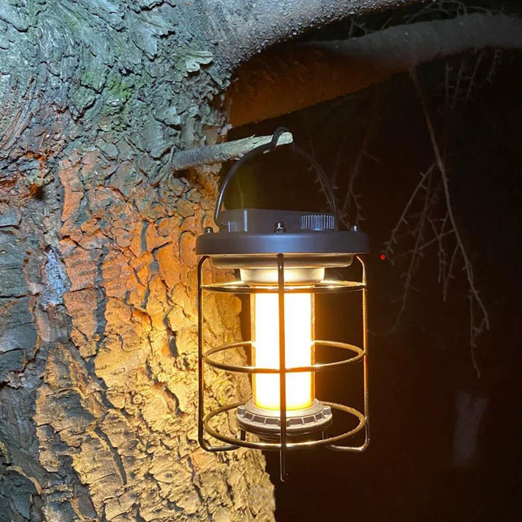 Vintage LED Camping Lantern USB Rechargeable Camping Tent Light Outdoor Decorative Hanging Lantern