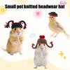 Knitted Hamster Hat Pets Big Hair Double Braid Hat with Adjustable Strap