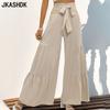 JKASHDK Women's Fashion Casual Solid Color Print High Waist Trousers Pants & Capris