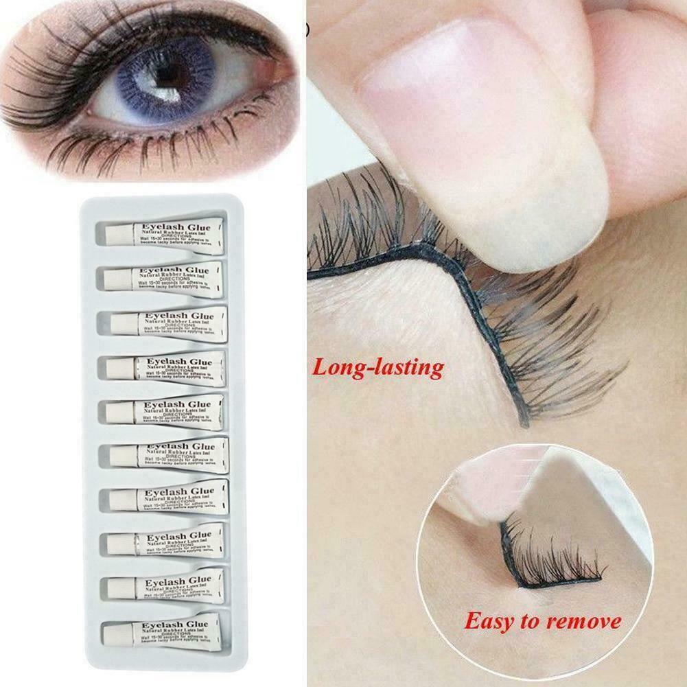 10x Natural Rubber Latex Eyelash Waterproof White Glue Eye False Eyelash N5C1
