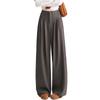 2025 Autumn Women's High Waist Grey Wool Wide-Leg Trousers - Korean Style, Floor-Length, Relaxed Fit