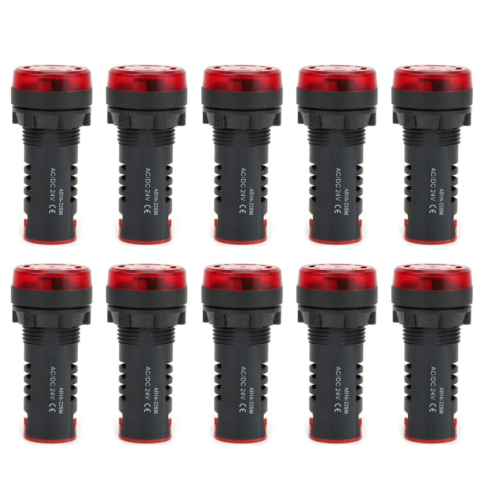 10 Pcs BERM LED Buzzer AD16?22SM Red Flash Alarm Indicator Lamp Buzzer Ac DC24V
