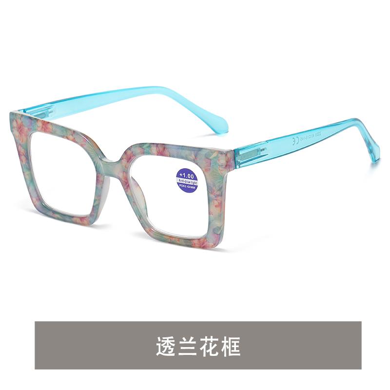 1.0 1.5 2.0 2.5 3.0 Fashionable Floral Reading Glasses Women's Anti Blue Light Spring Hinge Eyes and Legs HD Flat Light Glasses