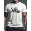 Men's Bold Fish Bone Graphic T-Shirt - Crew Neck, Comfort Fit, Perfect for Summer Activities & Workouts