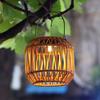 Solar Lantern with Top Handle Outdoor Hanging Rattan Lantern Weatherproof