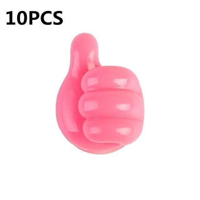 4/10Pcs Self Adhesive Silicone Thumb Wall Hooks Multifunctional Adhesive Cable Organizer Clip Key Hook Wall Hanger Storage Hooks