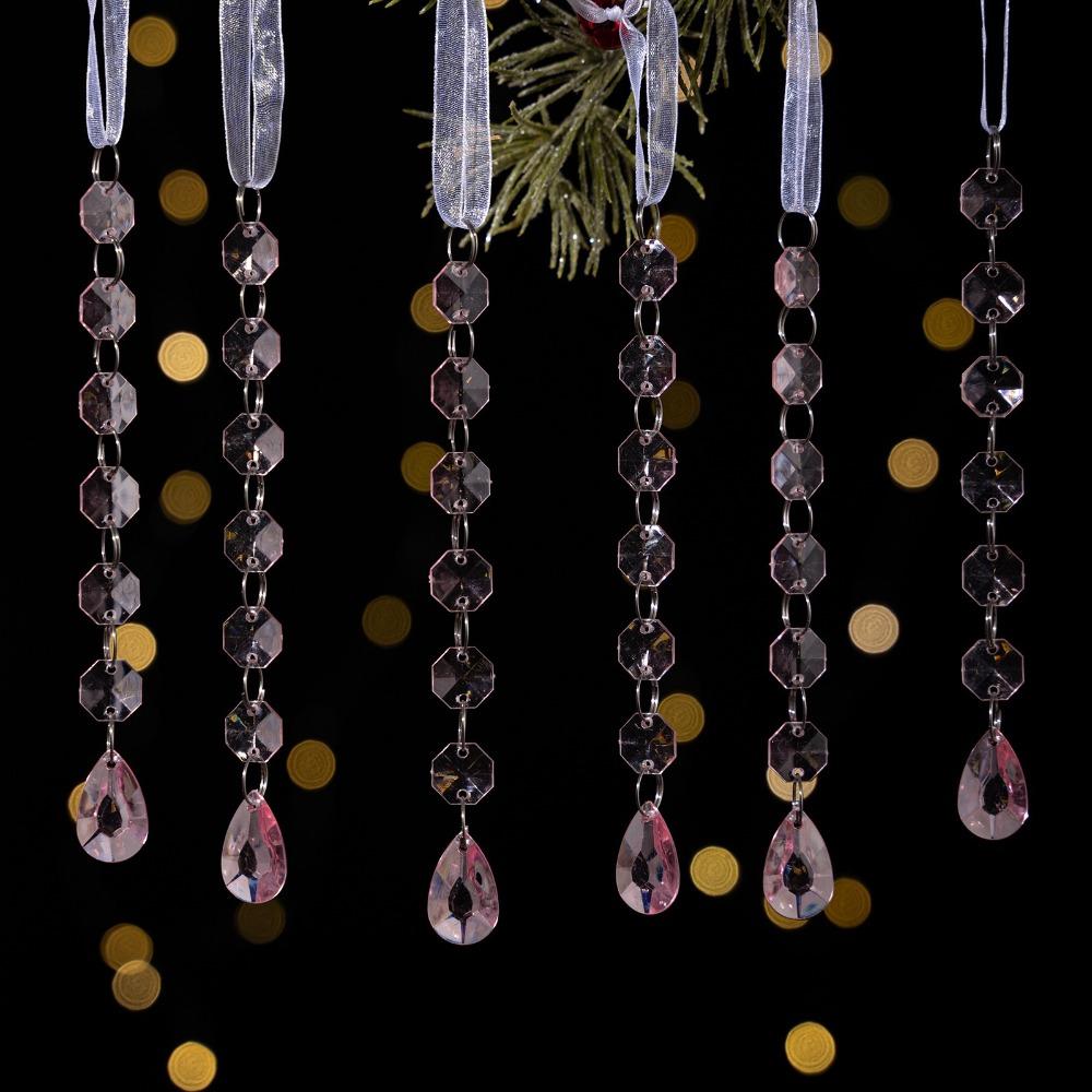 6pcs/set Transparent Acrylic Ice Pendants Sparkling Christmas Tree Hanging Festival Favors