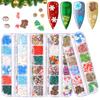 12 Grids Christmas Nail Art Decorations Nail Slice 3D Sequins Nail Glitter Rhinestones Snowflake Beads Xmas Gem