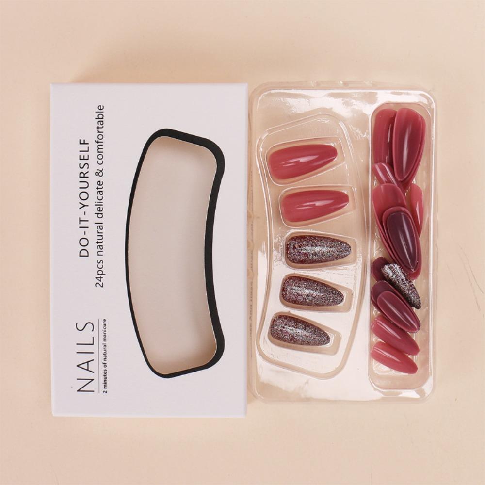 Christmas French Fake Nails Almond Nail Tips Waterproof Press On Nails Girl