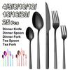 Black Cutlery Stainless Steel Western Tableware Mirror Knife Fork Spoon Dinnerware Kitchen Utensils 1/2/3/4/5 Set Flatware Plate