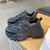 Fashion Women New Fashion Platform Sport Shoes Women 2024 New Summer Black Casual Chunky Sneakers Women Mesh Leather Platform Shoes