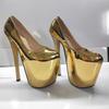 22cm Platform High Heels Pumps Sexy Patent Leather Gold Red Pink Women's Heeled Office Party Fetish Wedding Shoes Big Size 50