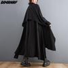 Dimanaf Autumn Dress Women Clothing Shirt Dress Oversize Cotton Elegant Lady Casual Loose Long Sleeve Vintage Cardigan Black