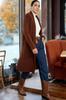 Women's Fashionable Stylish Cardigan Brown Soft Textured Long Coat Look Knitwear Cardigan