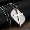 Polished Stainless Steel Cross Pendant Necklace for Men Women Scripture Engraved Religious Prayer Christian Jewelry Accessories