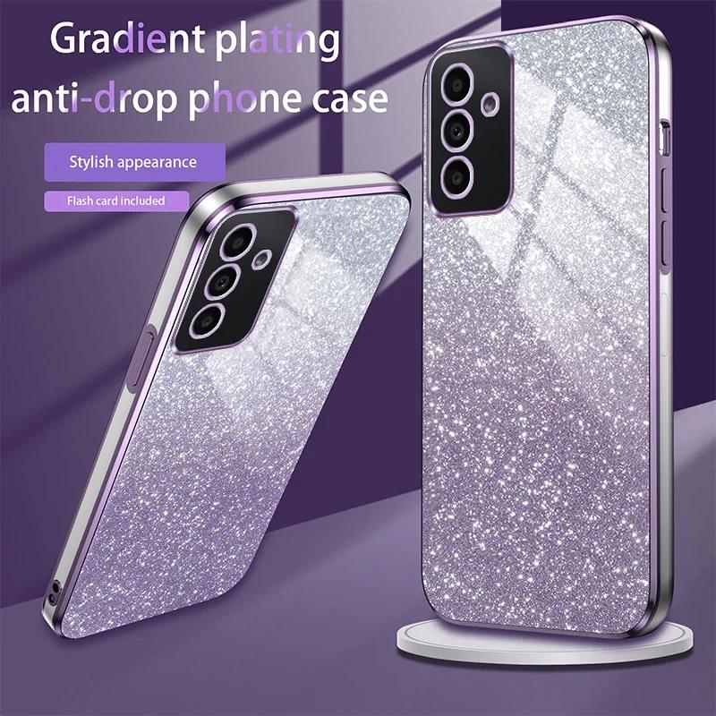 Shiny Glitter Plating Silicone Case for Samsung Galaxy A55 A 55 A35 A25 A15 A05 A05S A54 A34 A24 A14 A04s Bling Soft Back Cover