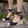 Fashion Wedge Sandals for Women Summer  Closed Toe Ankle Strap Slingback Sandals Woman Comfort Lace Up Casual Sandalias