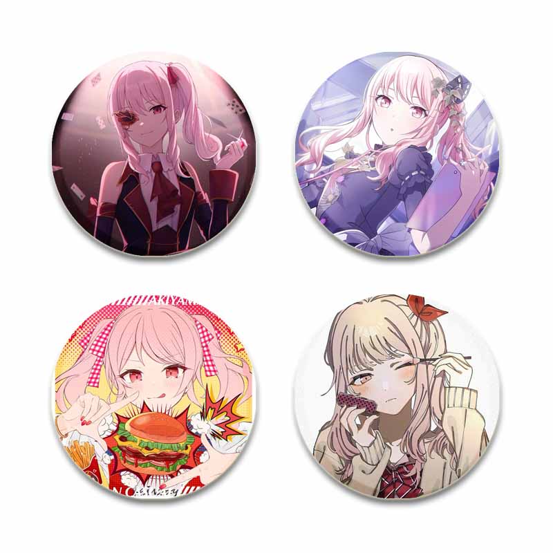 32/44/58mm Cute Project SEKAI Anime Pins Akiyama Mizuki Tinplate Badge DIY Custom Cartoon Girl Brooch Pin for Hat Bag Fans Collection Gifts