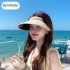 Summer Sunscreen Sunshade Empty Top Hat Korean Version Versatile Pearl Hat Women's Vinyl Big Eaves Headband Sun Hat