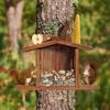 Squirrel Feeder Chipmunk Picnic Table Feeder with Corn Cob Holder Wooden Squirrel House Outdoor Squirrel Feeder Garden Decor