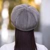 Autumn Winter Hats For Women Solid Color Plain Octagonal Cap Ladies Casual Faux Fur Women Caps