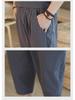 Men's Chinese-Style Cotton Linen Two-Piece Suit - Casual Loose-Fit Harem Pants with Short-Sleeved Top