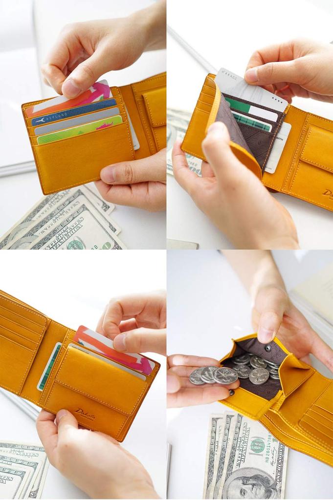 Black Bifold Wallet with Coin Purse Genuine Leather Bareck Mustard [Dakota Label] Men's BL-627900-53