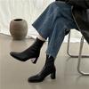 High Heel Skinny Boots Fairy Fairy 2025 New Soft Leather Thick Heel Cigarette Boots Internet Celebrity Fashion Chelsea Short Boots