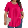 Women's Fashion Casual  Solid Color Round Neck Short Sleeve Top Womens Plus Size Tops