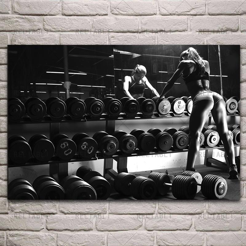 Modern Gym Fitness Canvas Painting Bodybuilding Character Wall Art Poster Sexy Men Women Muscle Wall Picture Mural Cuadros