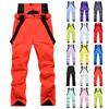 Couple's Solid Color Warm Thick Waterproof Pocket Strap Ski Pants For Men And Women