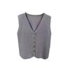 French Temperament V-Neck Single Breasted Sleeveless Casual Knitted Vest For Women