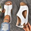 Women's Solid Color Wedge Heeled Sandals Casual Open Toe Platform Shoes Comfortable Ankle Strap Sandals