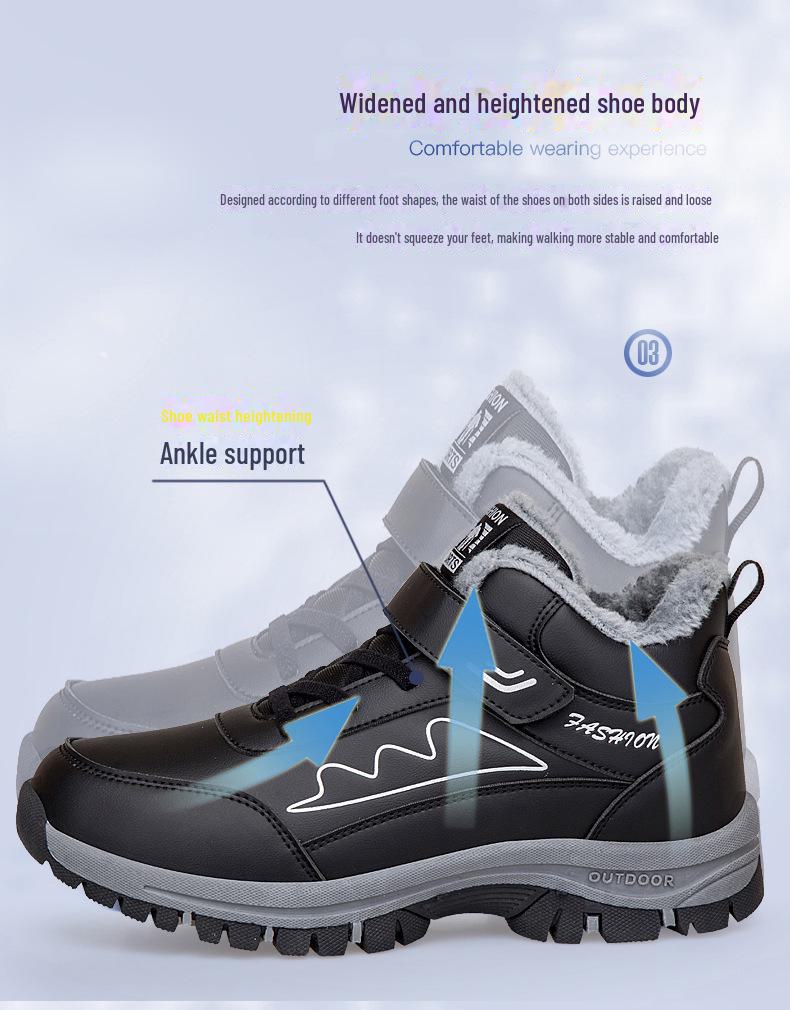 Cotton Shoes for Women: Winter Walking Shoes for Seniors and Middle-Aged, High-Top Leather Snow Boots To Prevent Rain and Snow