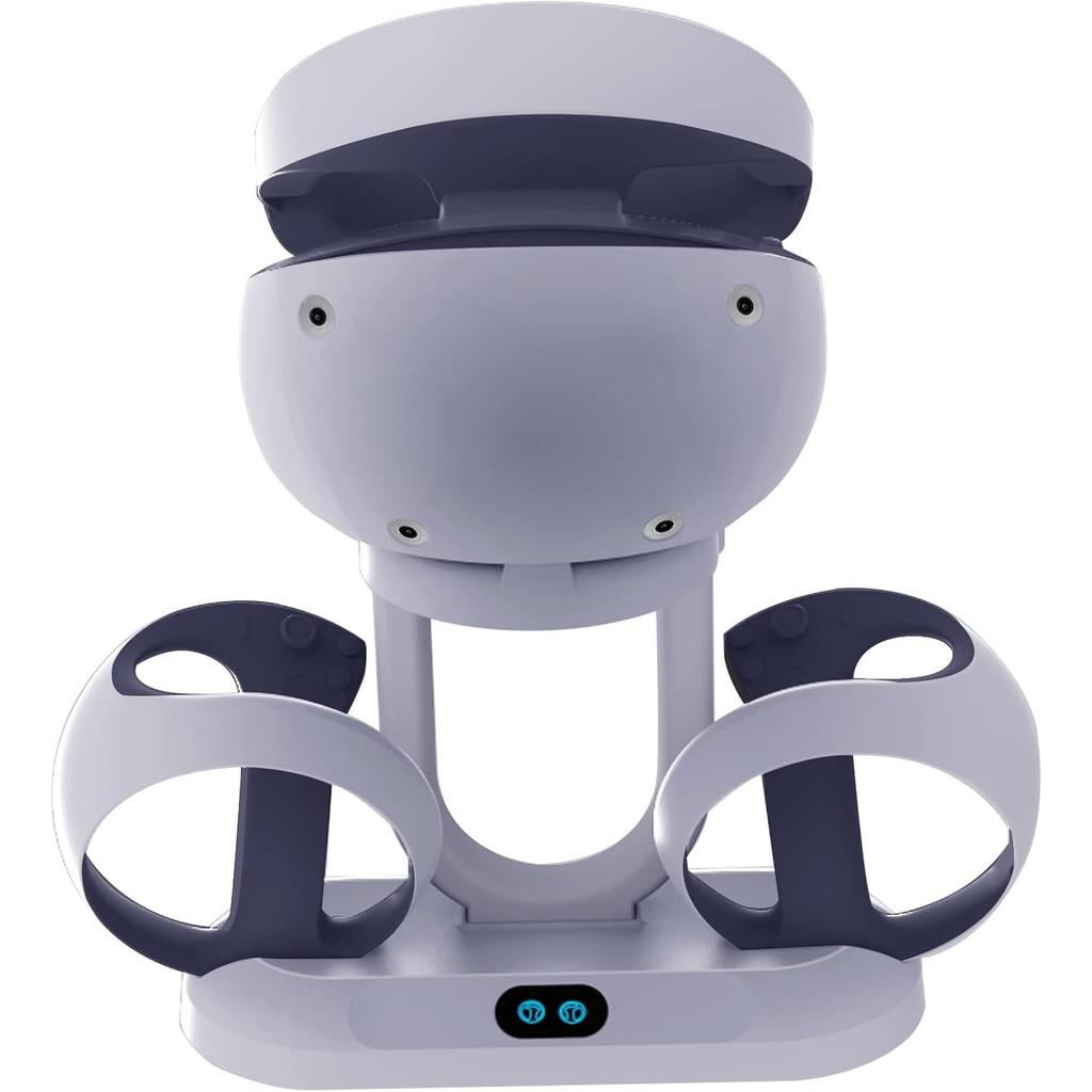 Handle Charging Base for PS VR2, Charging Display Stand with Storage Glasses Holder, Charging Station