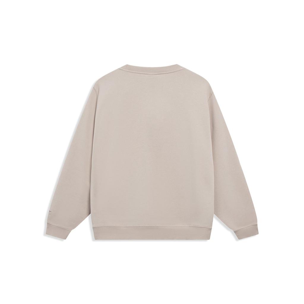 Li-Ning Sports Trend Series Solid Color Terry Pullover Loose Sweatshirt Men Tops Goat-Grey AWDT073-2