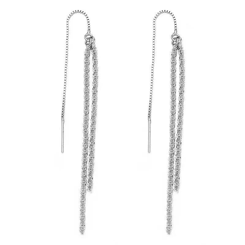 Elegant Baby's Breath Tassel Threader Earrings: Chic, Exquisite, Dazzling, Long Design for Women