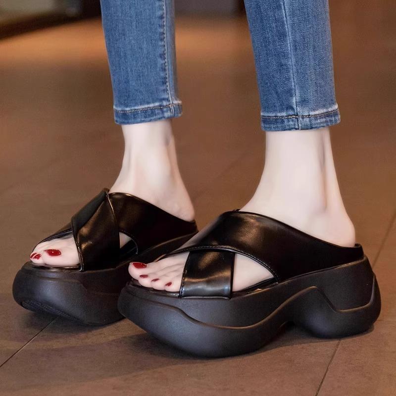 Sheepskin Version~ Slippers Women's Outer Wear Summer New Thick-bottomed Versatile Comfortable Height-increasing Sandals