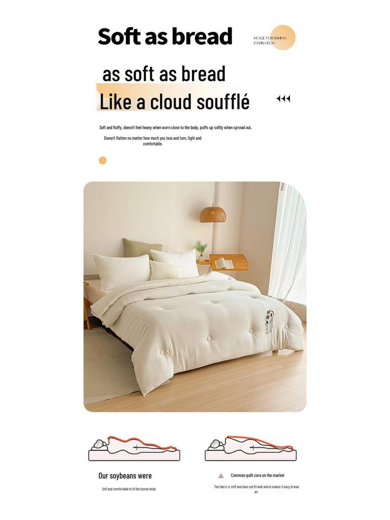 Class A Raw Cotton Soybean Fiber Quilt - Thickened Spring & Autumn Quilt for Dormitory, Single Winter Quilt, Gift Quilt.