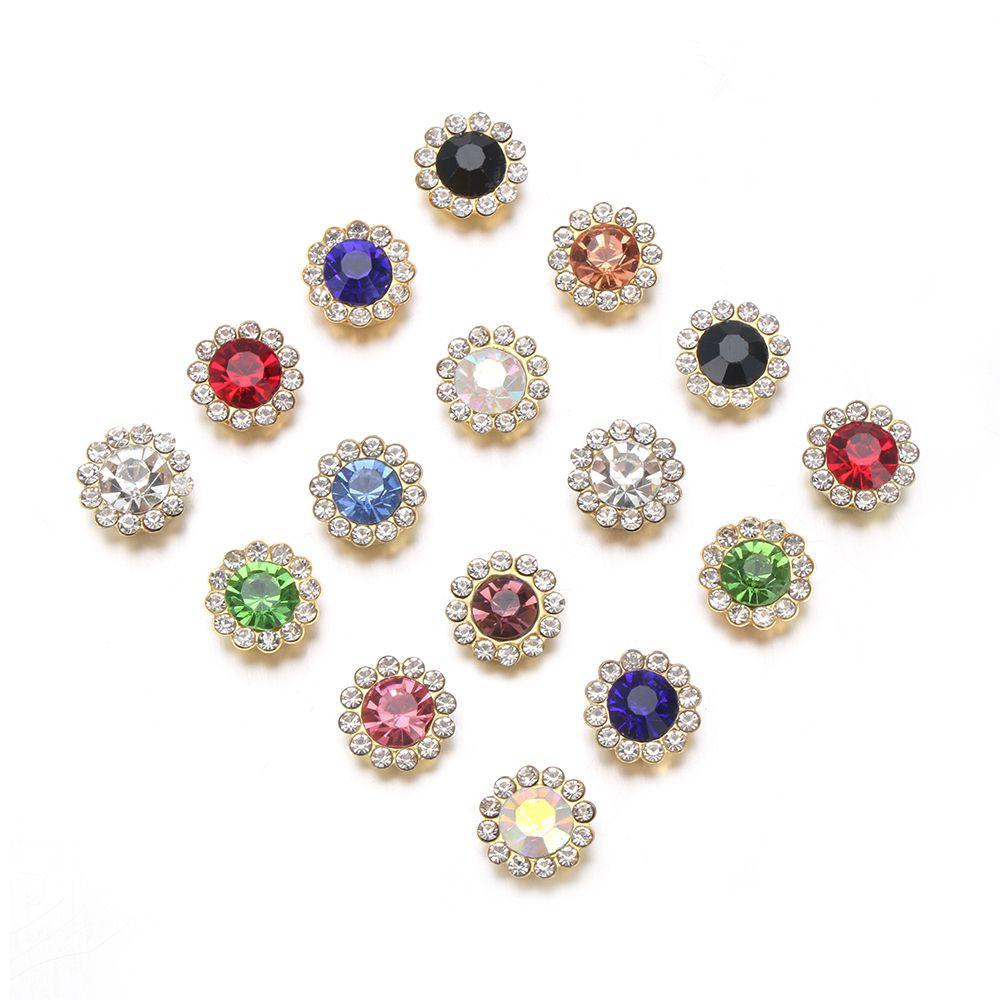 Apparel Sewing Sparkling Flower-shaped Clothes Decoration Rhinestone Buttons Crystal Glass Stone