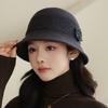 Новая вязаная панама женская осенне-зимняя теплая с защитой ушей модная с цветком элегантная шляпа-ведро для мамы
