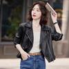 High-end Short Sheepskin Leather Jacket for Women Autumn New Korean Style Fashionable Motorcycle Leather Jacket