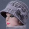 Winter Women Middle-aged Elderly Mothers Woolen Hats Warm Thick Duck Tongue Knitted Hats for Elderly Women with Added Velvet Insulation