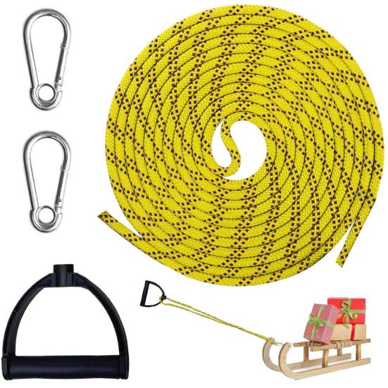 Water Skiing Rope with Handle Stainless Steel Carabiner Buckle 4m Nylon Tow Rope Sled Cart Pull Rope for Wakeboard Kneeboard Snowboard Equipment