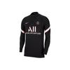 Paris Saint-Germain Half-Zip Long Sleeve Soccer Jersey Player Edition 21/22 Season Men Tops Black DH0750-010