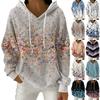 Women's Fashion Casual Floral Print Pullover Long-Sleeve Hooded Sweatshirt