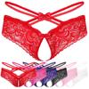 Men Floral Lace Crotchless Sissy G-string Panties Low Waist T-back Underwear